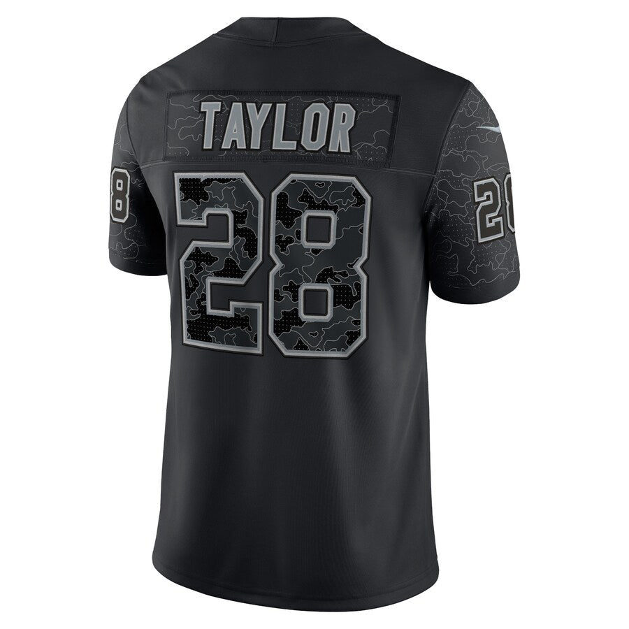 Tlead IN.Colts #28 Jonathan Taylor Player RFLCTV Limited Black Stitched Jerseys