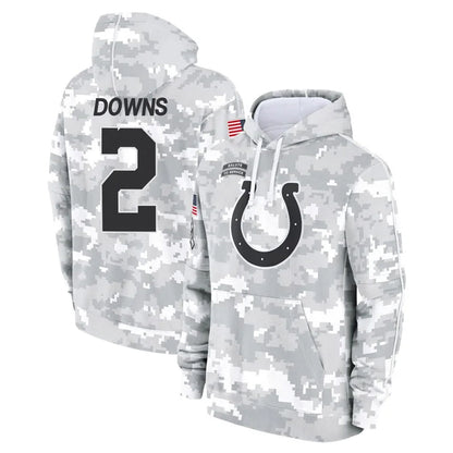 Tlead IN.Colts #2 Josh Downs Player Arctic Camo Salute to Service Hoodies Limited Game Stitched Jerseys