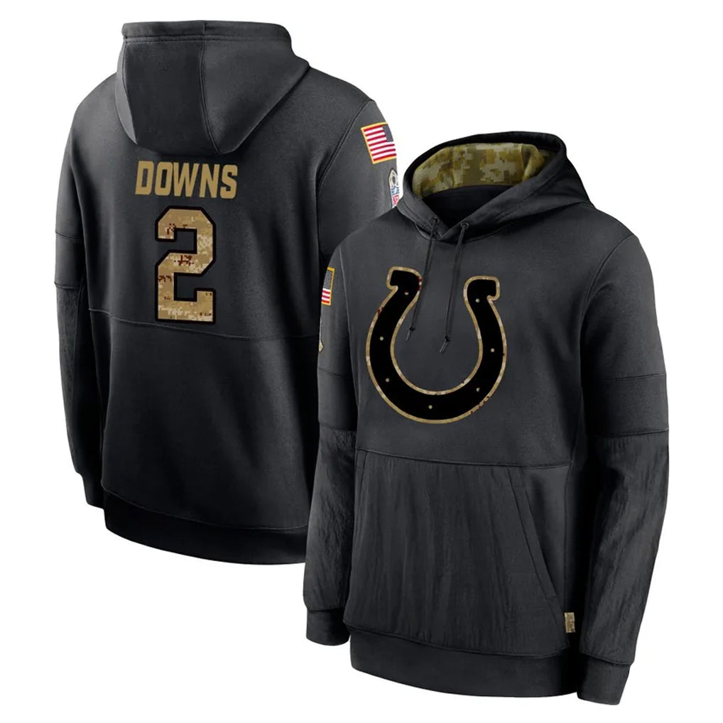 Tlead IN.Colts #2 Josh Downs Player Black Salute to Service Hoodies Limited Game Stitched Jerseys