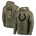 Tlead IN.Colts #2 Josh Downs Player Olive Salute to Service Pullover Hoodies Home Game Stitched Jerseys