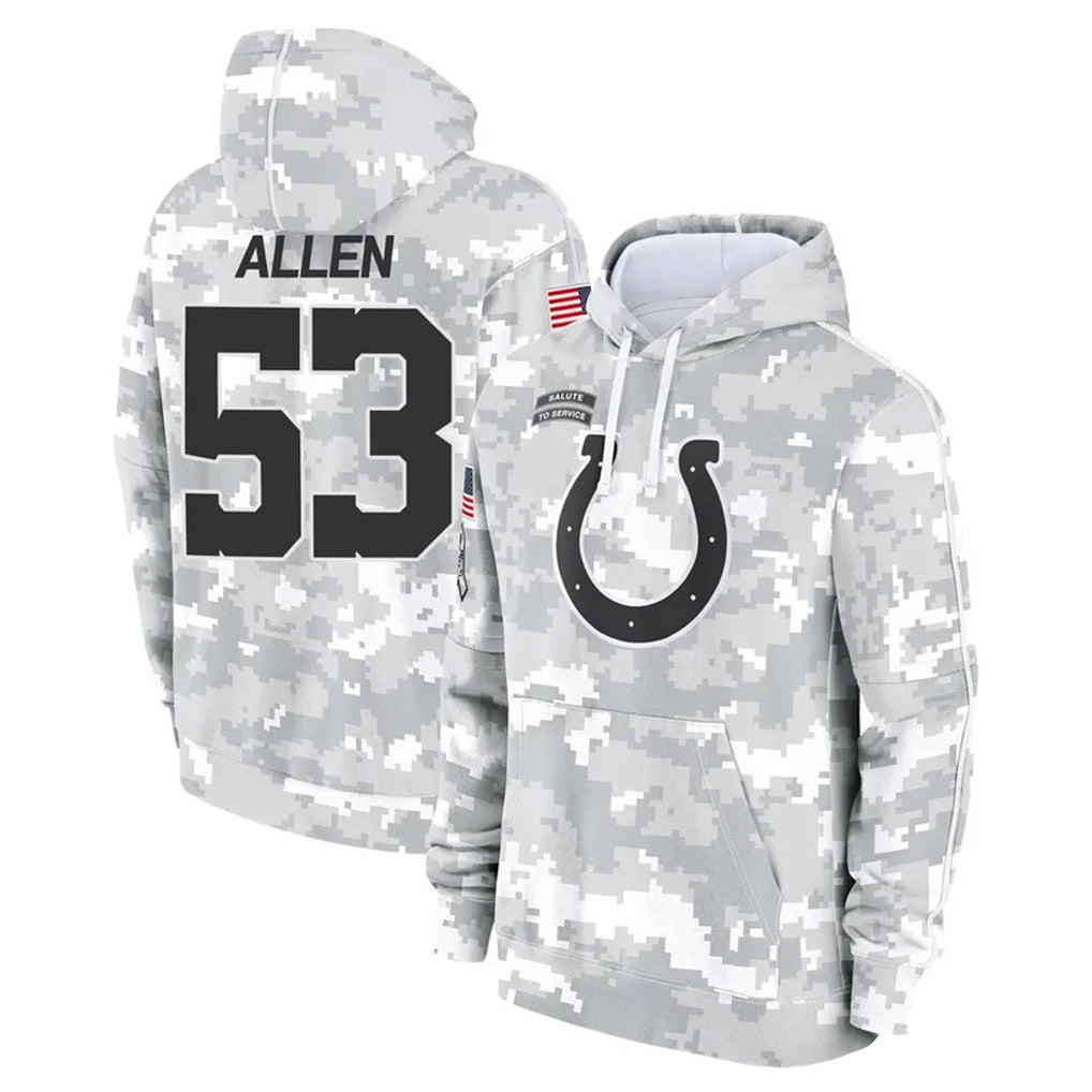 Tlead IN.Colts #53 CJ Allen Player Arctic Camo Salute to Service Hoodies Limited Game Stitched Jerseys