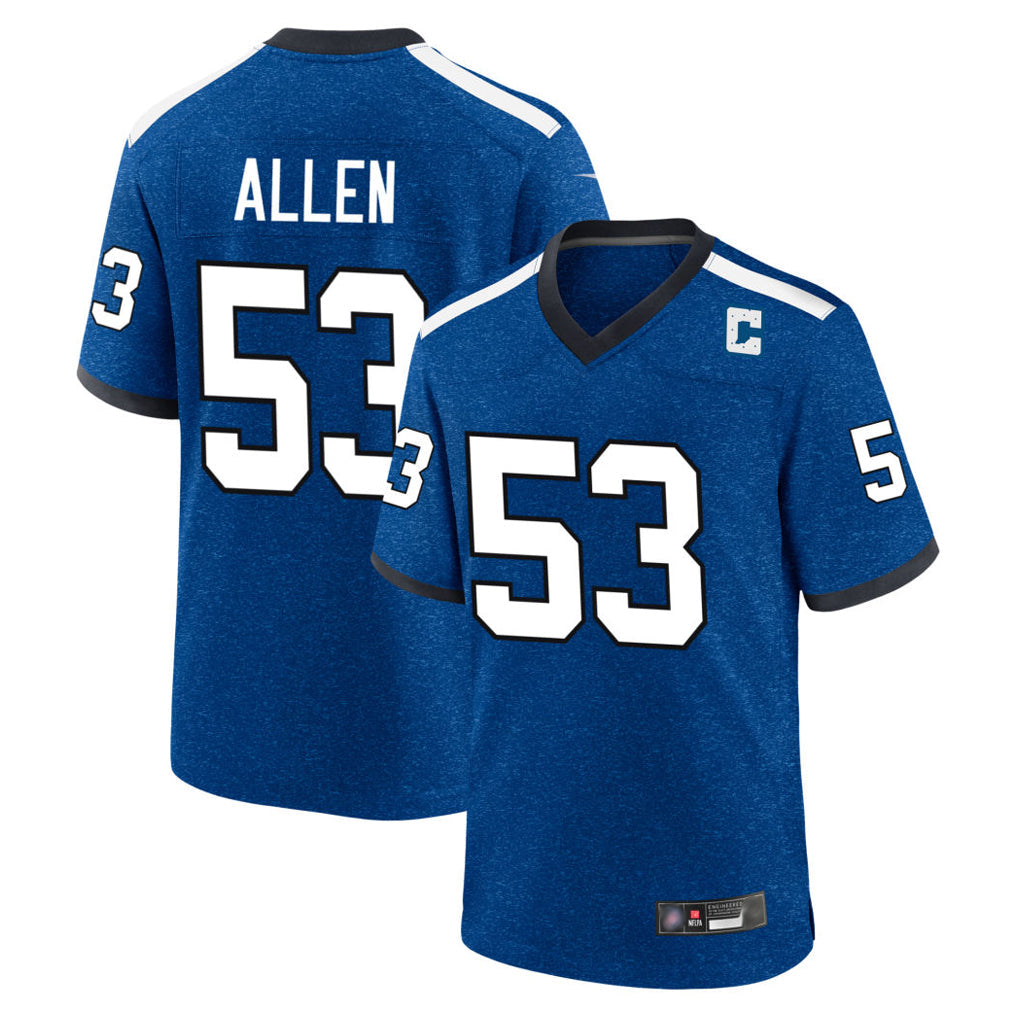 Tlead IN.Colts #53 CJ Allen Player Royal Alternate Indiana Nights Home Game Stitched Jerseys