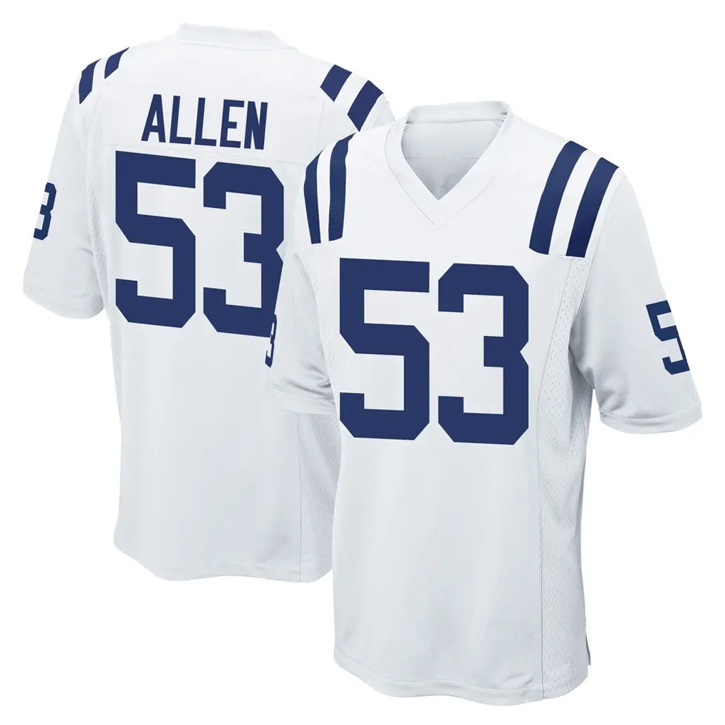 Tlead IN.Colts #53 CJ Allen Player White Home Game Stitched Jerseys