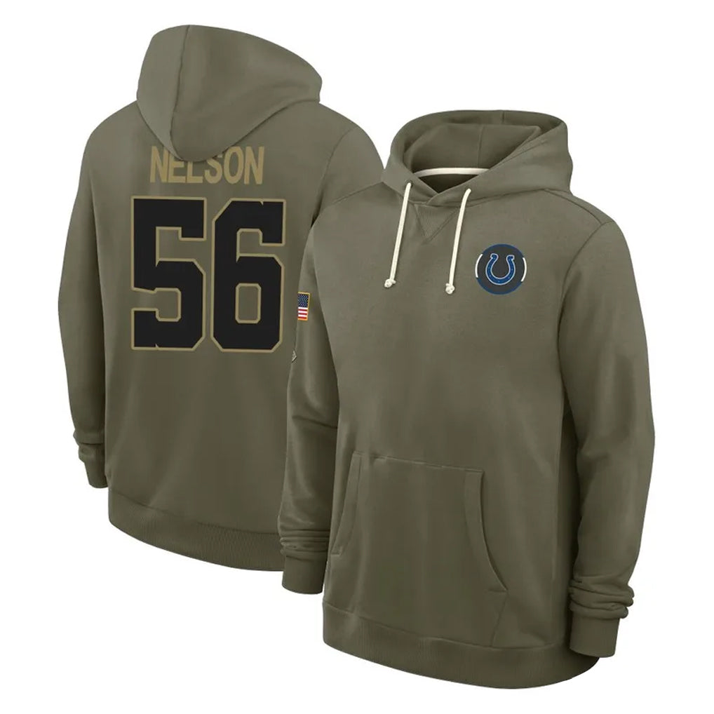 Tlead IN.Colts #56 Quenton Nelson Player Olive Salute to Service Pullover Hoodies Limited Stitched Jerseys