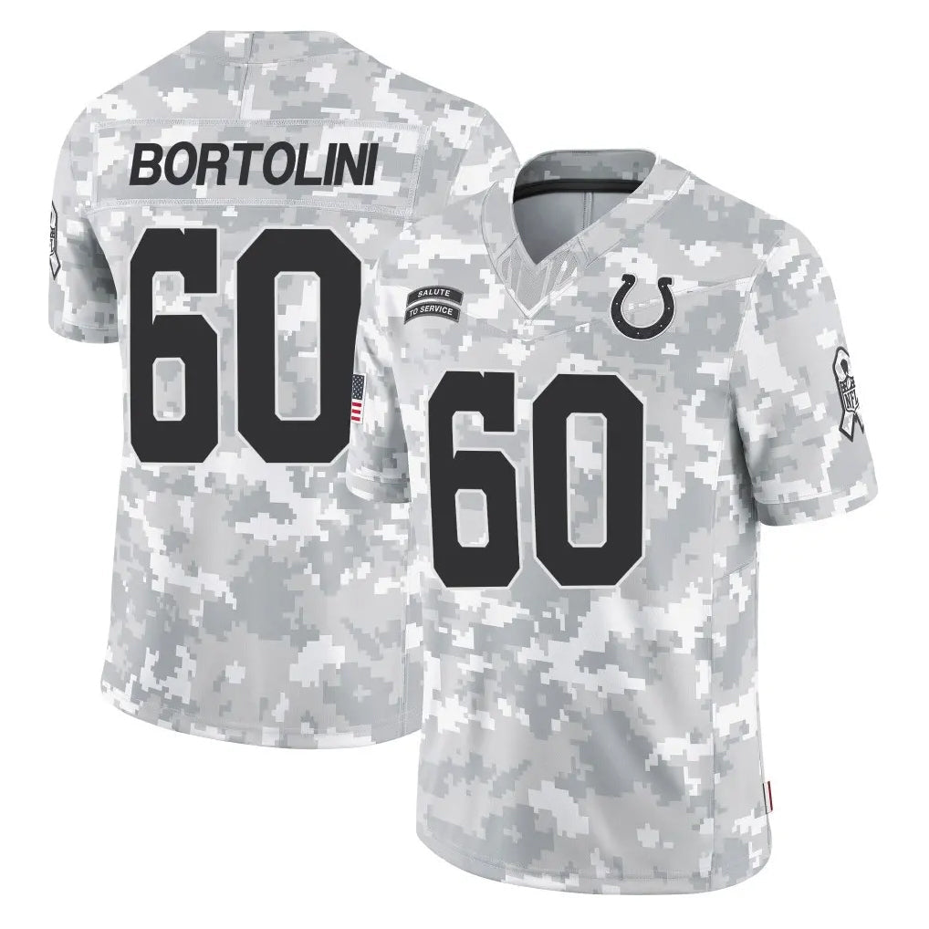 Tlead IN.Colts #60 Tanor Bortolini Player Arctic Camo Salute To Service Limited Game Stitched Jerseys