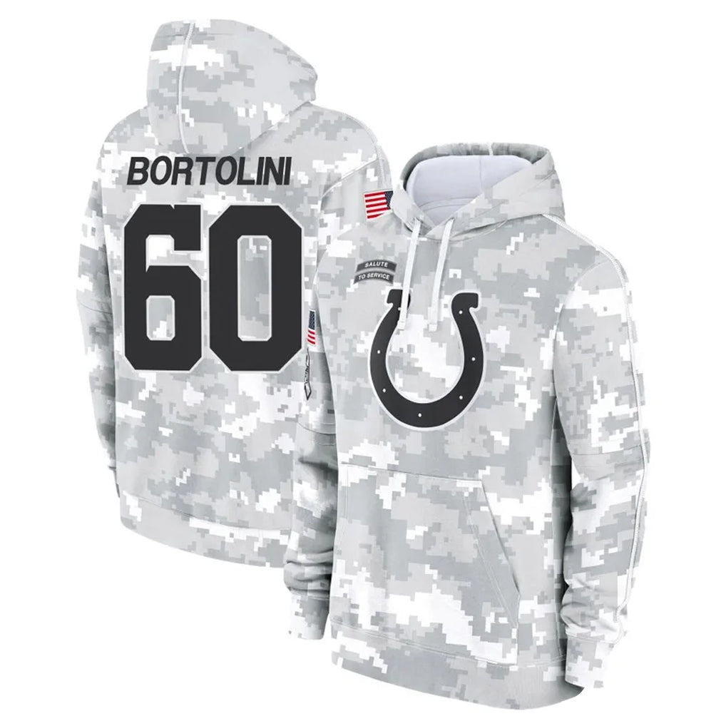 Tlead IN.Colts #60 Tanor Bortolini Player Arctic Camo Salute to Service Hoodies Limited Game Stitched Jerseys