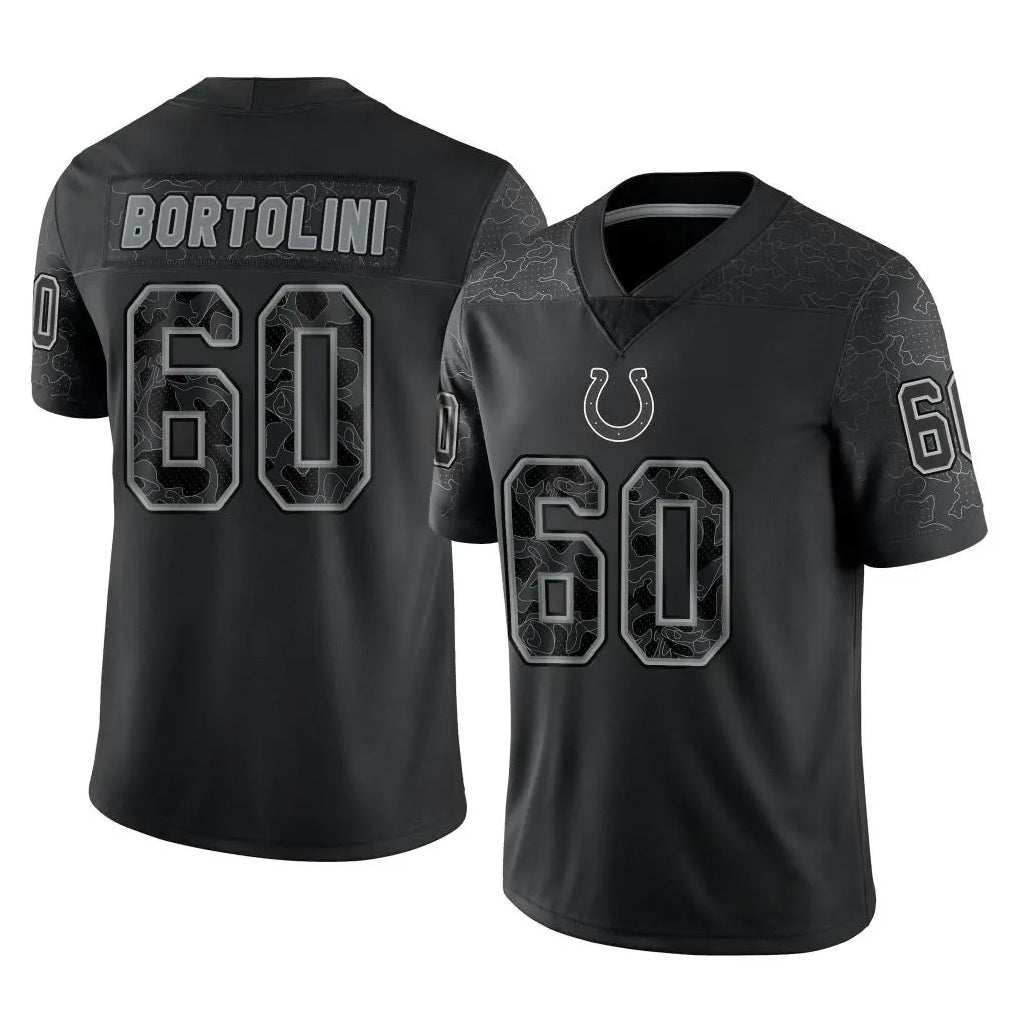 Tlead IN.Colts #60 Tanor Bortolini Player Black Reflective Limited Game Stitched Jerseys