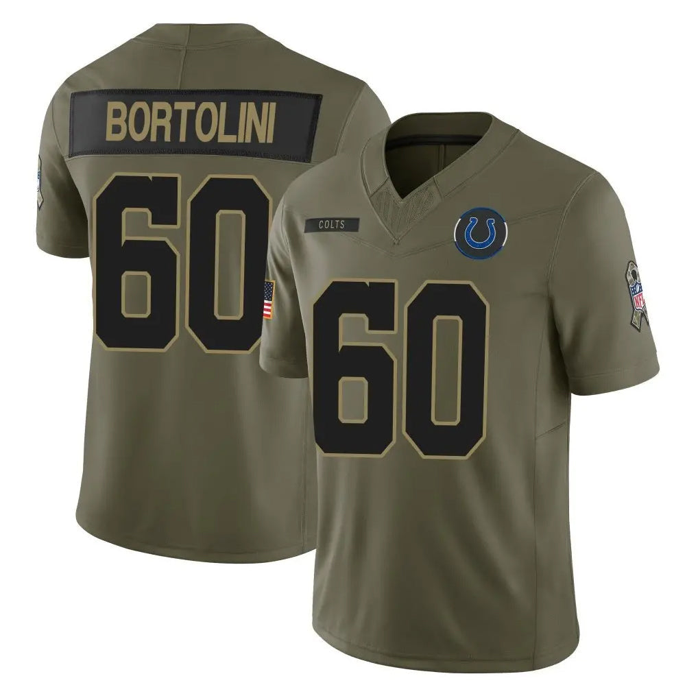Tlead IN.Colts #60 Tanor Bortolini Player Olive 2025 Salute To Service Limited Game Stitched Jerseys