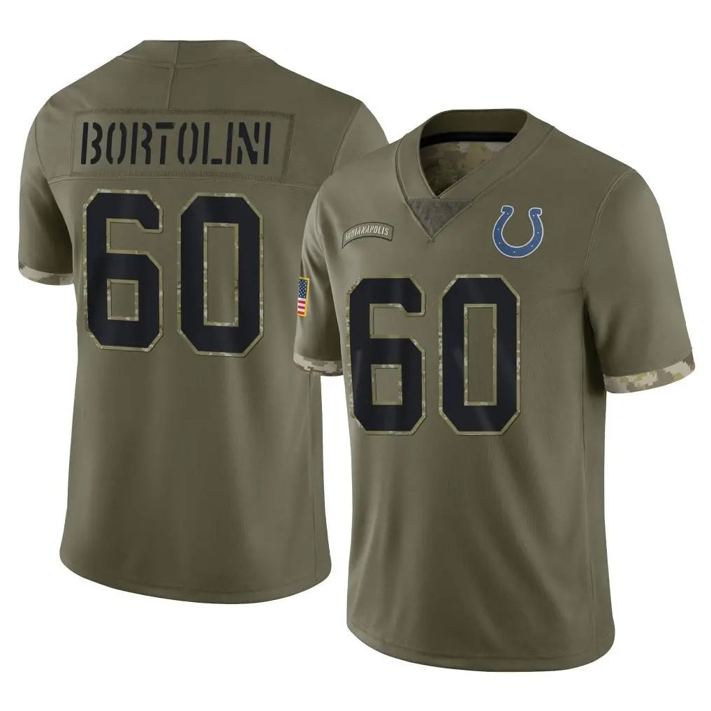 Tlead IN.Colts #60 Tanor Bortolini Player Olive Salute To Service Limited Stitched Jerseys