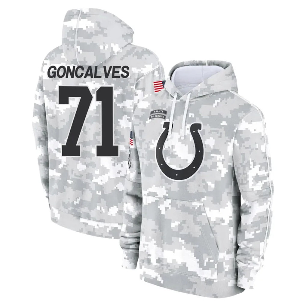 Tlead IN.Colts #71 Matt Goncalves Player Arctic Camo Salute to Service Hoodies Limited Game Stitched Jerseys