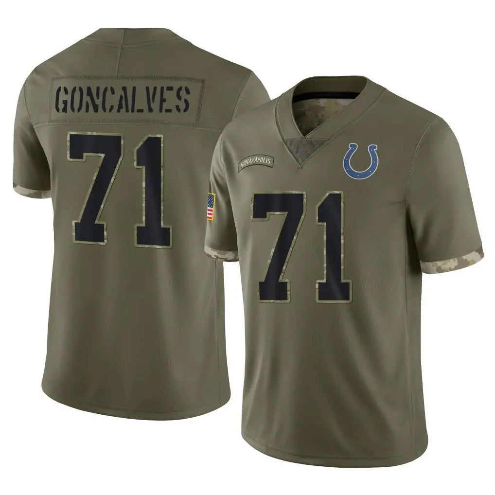 Tlead IN.Colts #71 Matt Goncalves Player Olive Salute To Service Limited Stitched Jerseys