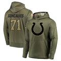 Tlead IN.Colts #71 Matt Goncalves Player Olive Salute to Service Pullover Hoodies Home Game Stitched Jerseys