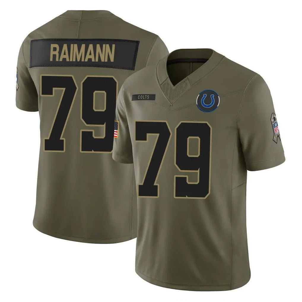 Tlead IN.Colts #79 Bernhard Raimann Player Olive 2025 Salute To Service Limited Game Stitched Jerseys