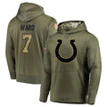 Tlead IN.Colts #7 Charvarius Ward Sr. Player Olive Salute to Service Pullover Hoodies Home Game Stitched Jerseys