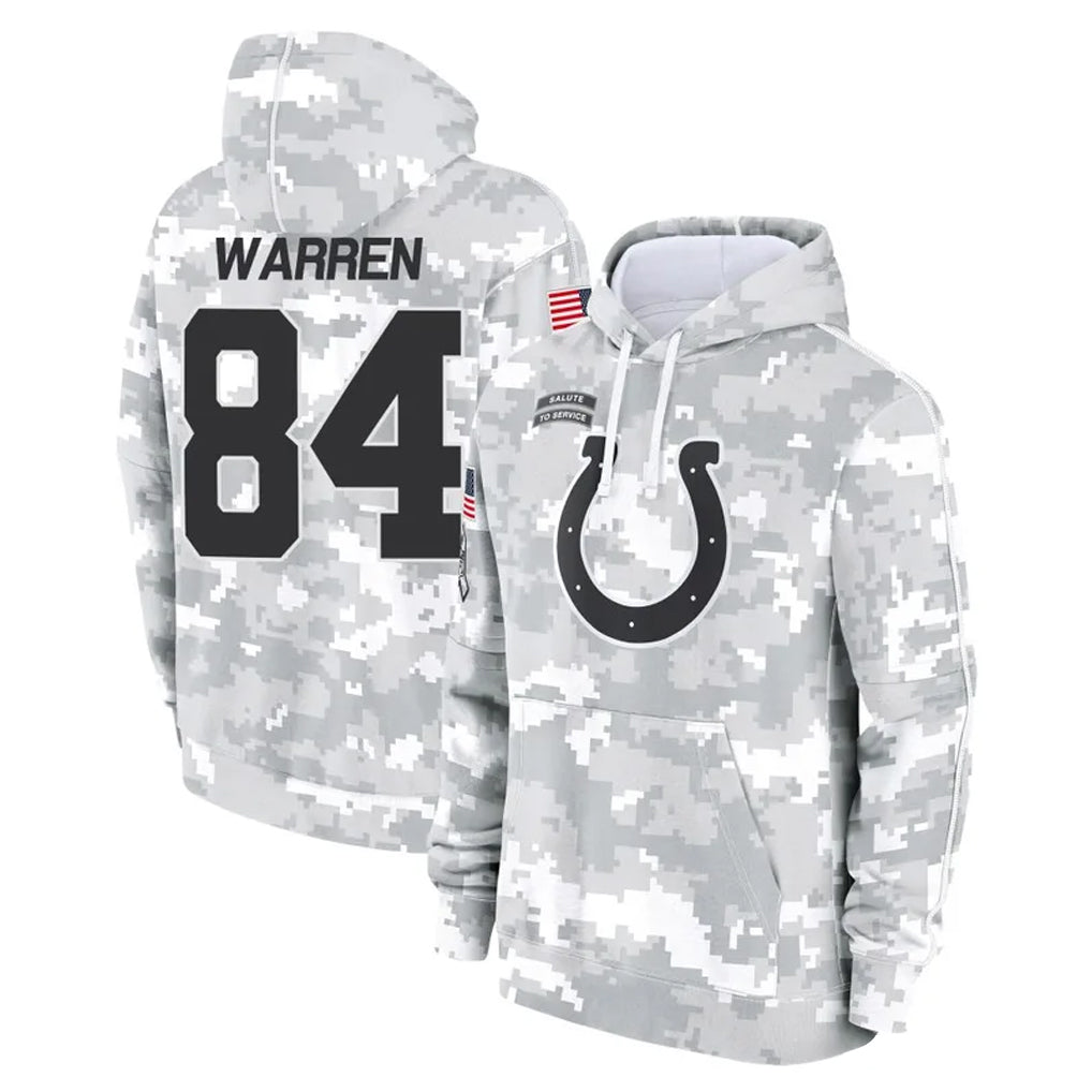 Tlead IN.Colts #84 Tyler Warren Player Arctic Camo Salute to Service Hoodies Limited Game Stitched Jerseys