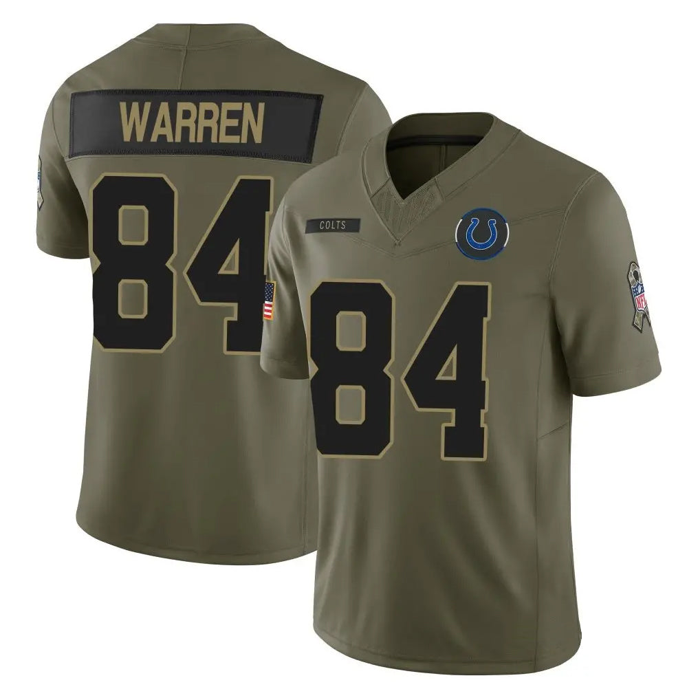 Tlead IN.Colts #84 Tyler Warren Player Salute To Service Limited Olive Stitched Jersey