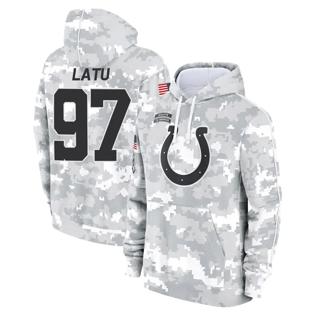 Tlead IN.Colts #97 Laiatu Latu Player Arctic Camo Salute to Service Hoodies Limited Game Stitched Jerseys