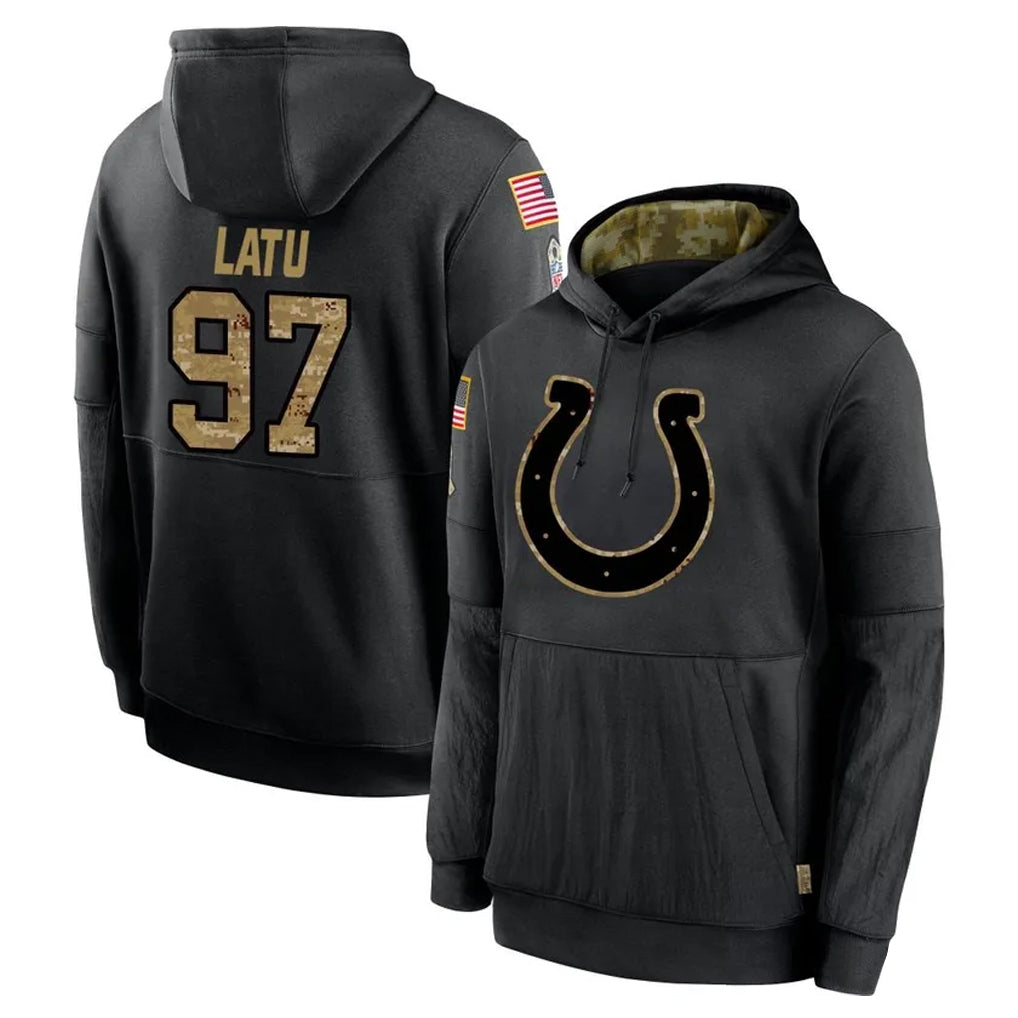 Tlead IN.Colts #97 Laiatu Latu Player Black Salute to Service Hoodies Limited Game Stitched Jerseys