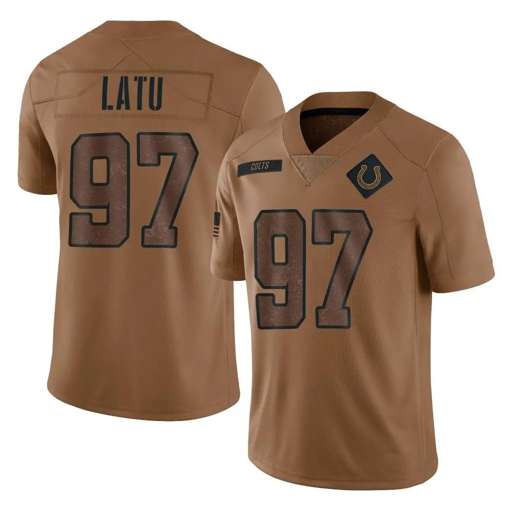 Tlead IN.Colts #97 Laiatu Latu Player Brown Salute To Service Limited Stitched Jerseys