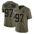 Tlead IN.Colts #97 Laiatu Latu Player Olive 2025 Salute To Service Limited Game Stitched Jerseys