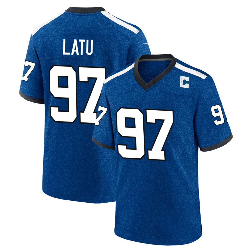 Tlead IN.Colts #97 Laiatu Latu Player Royal Alternate Indiana Nights Home Game Stitched Jerseys