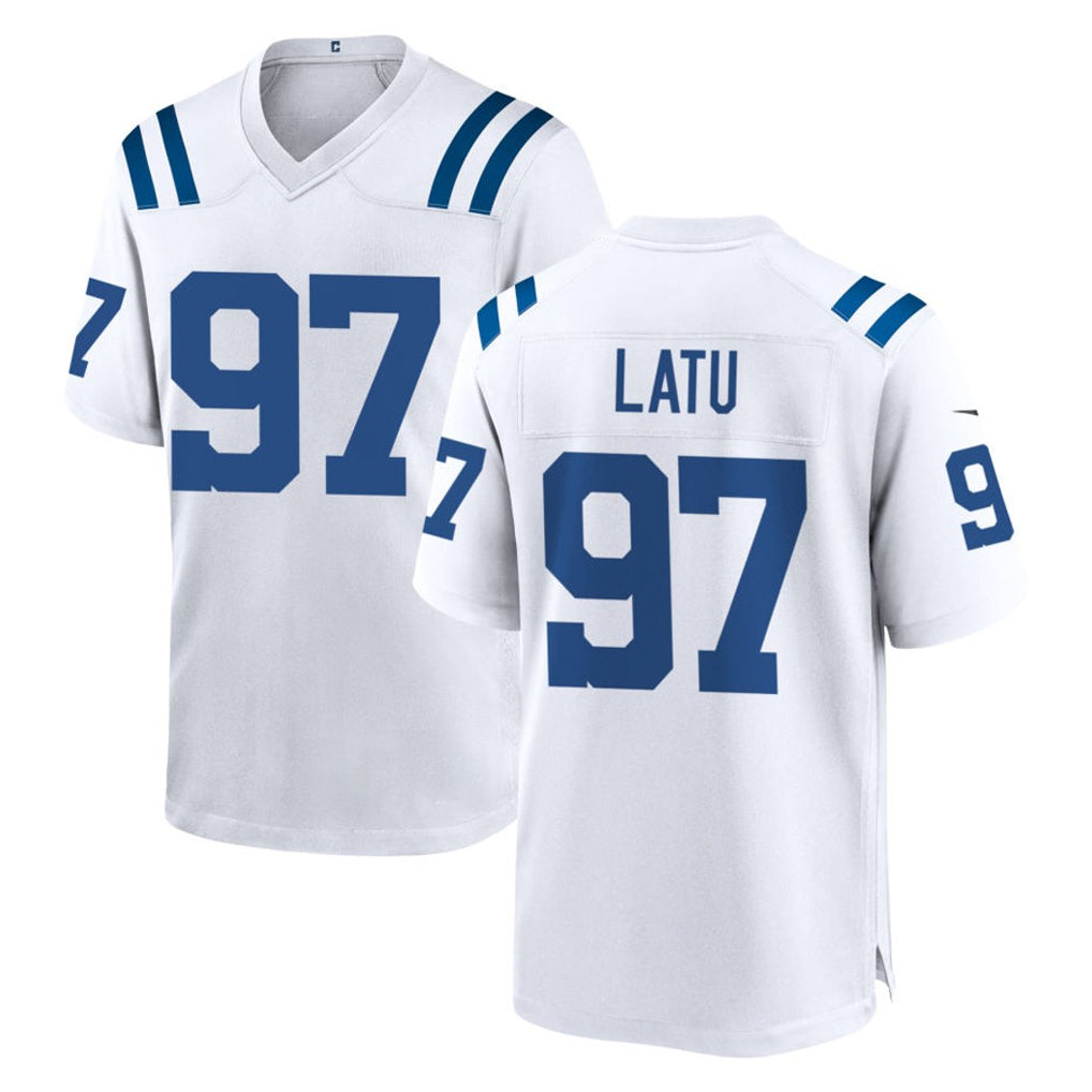 Tlead IN.Colts #97 Laiatu Latu Player White Home Game Stitched Jerseys