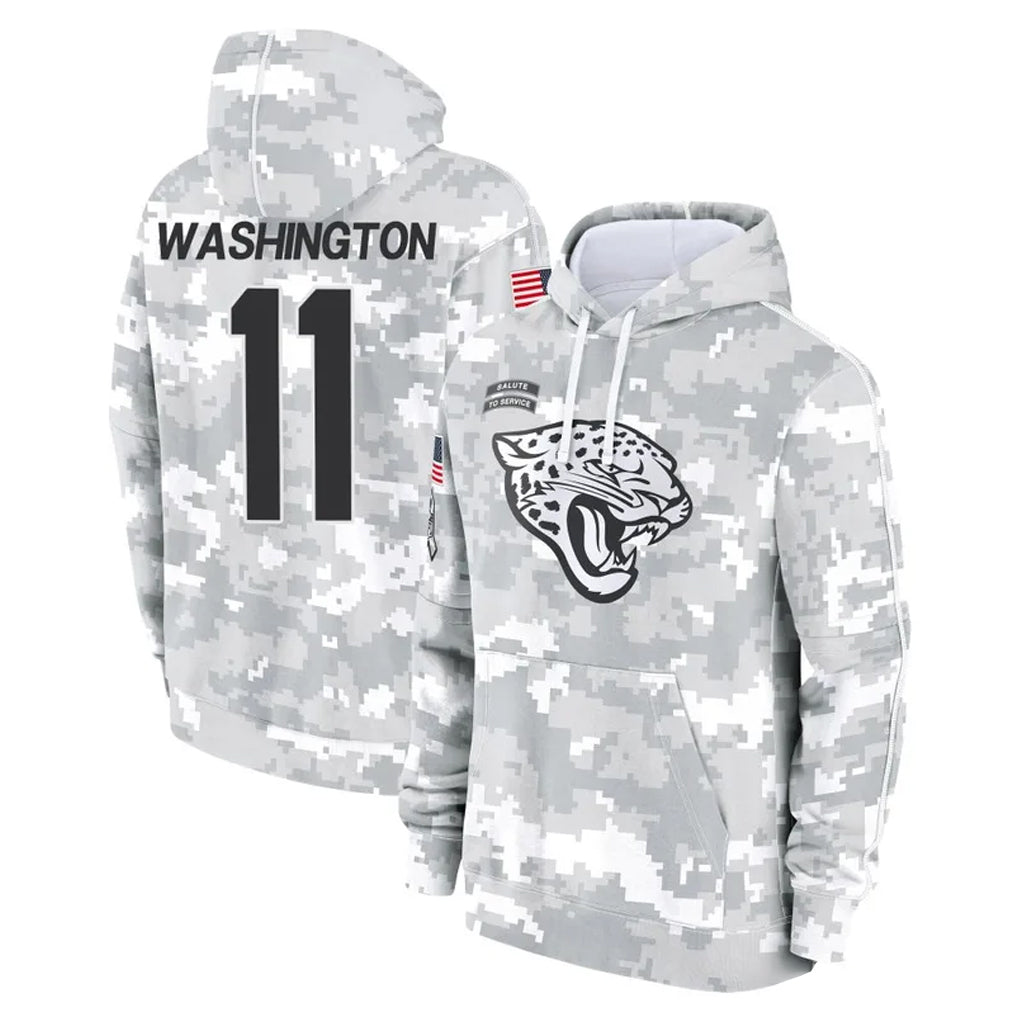 Tlead J.Jaguars #11 Parker Washington Player Arctic Camo Salute to Service Hoodies Limited Game Stitched Jerseys