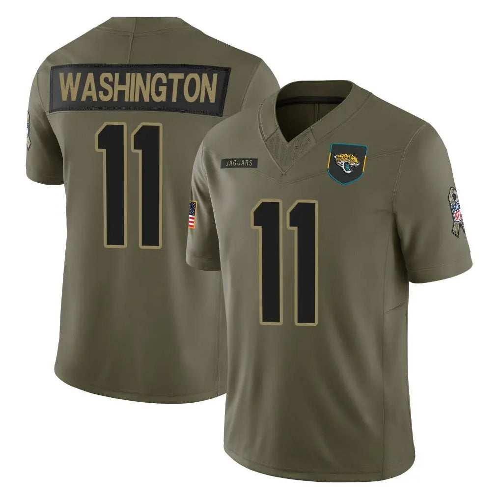 Tlead J.Jaguars #11 Parker Washington Player Olive 2025 Salute To Service Limited Game Stitched Jerseys