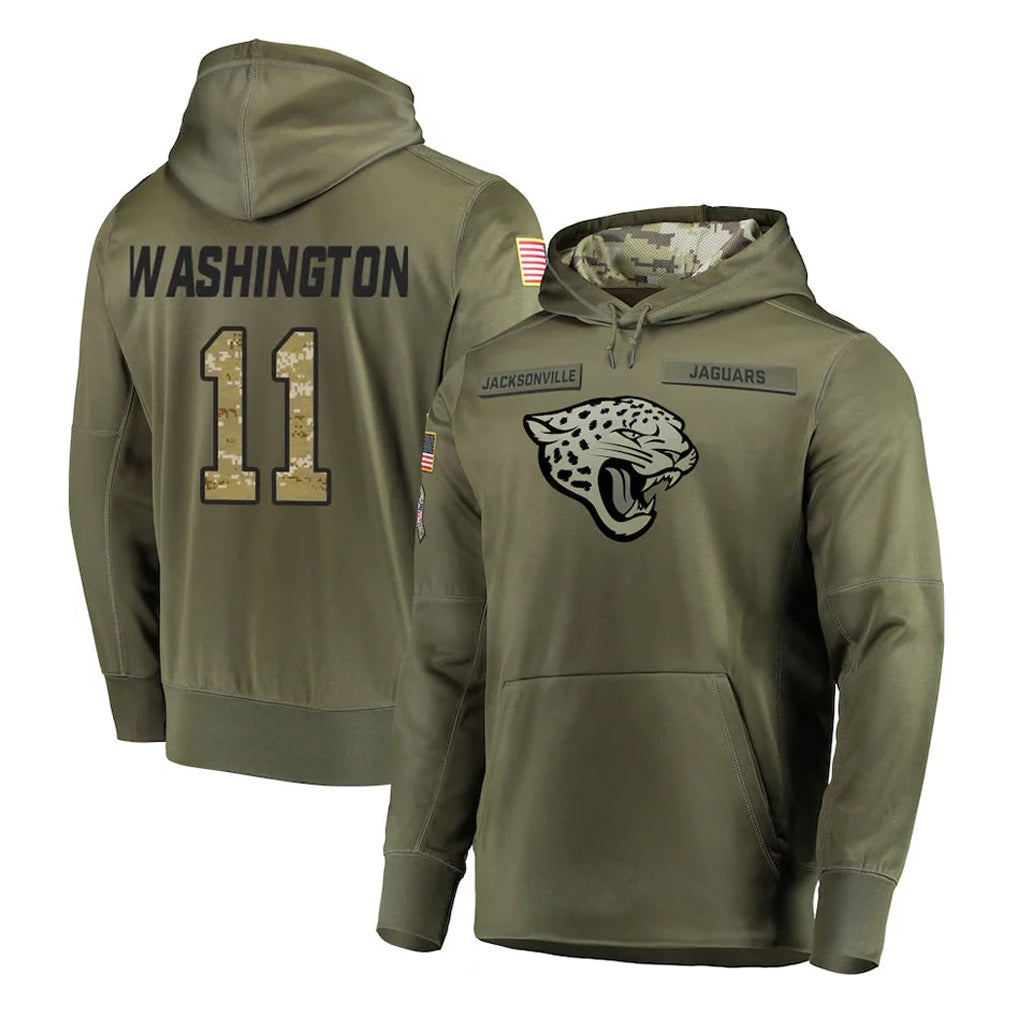 Tlead J.Jaguars #11 Parker Washington Player Olive Salute to Service Pullover Hoodies Home Game Stitched Jerseys