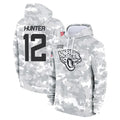 Tlead J.Jaguars #12 Travis Hunter Player Arctic Camo Salute to Service Hoodies Limited Game Stitched Jerseys