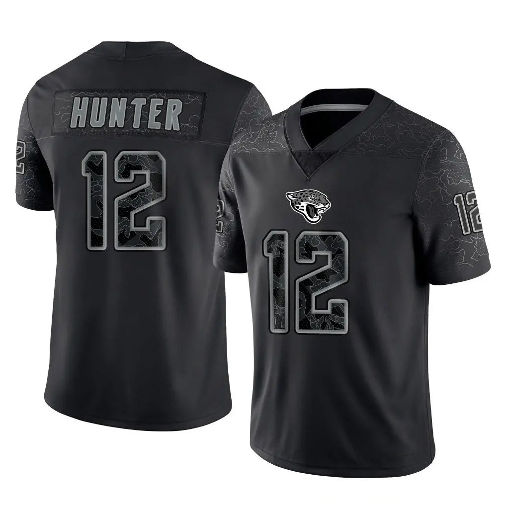 Tlead J.Jaguars #12 Travis Hunter Player Black Reflective Limited Game Stitched Jerseys