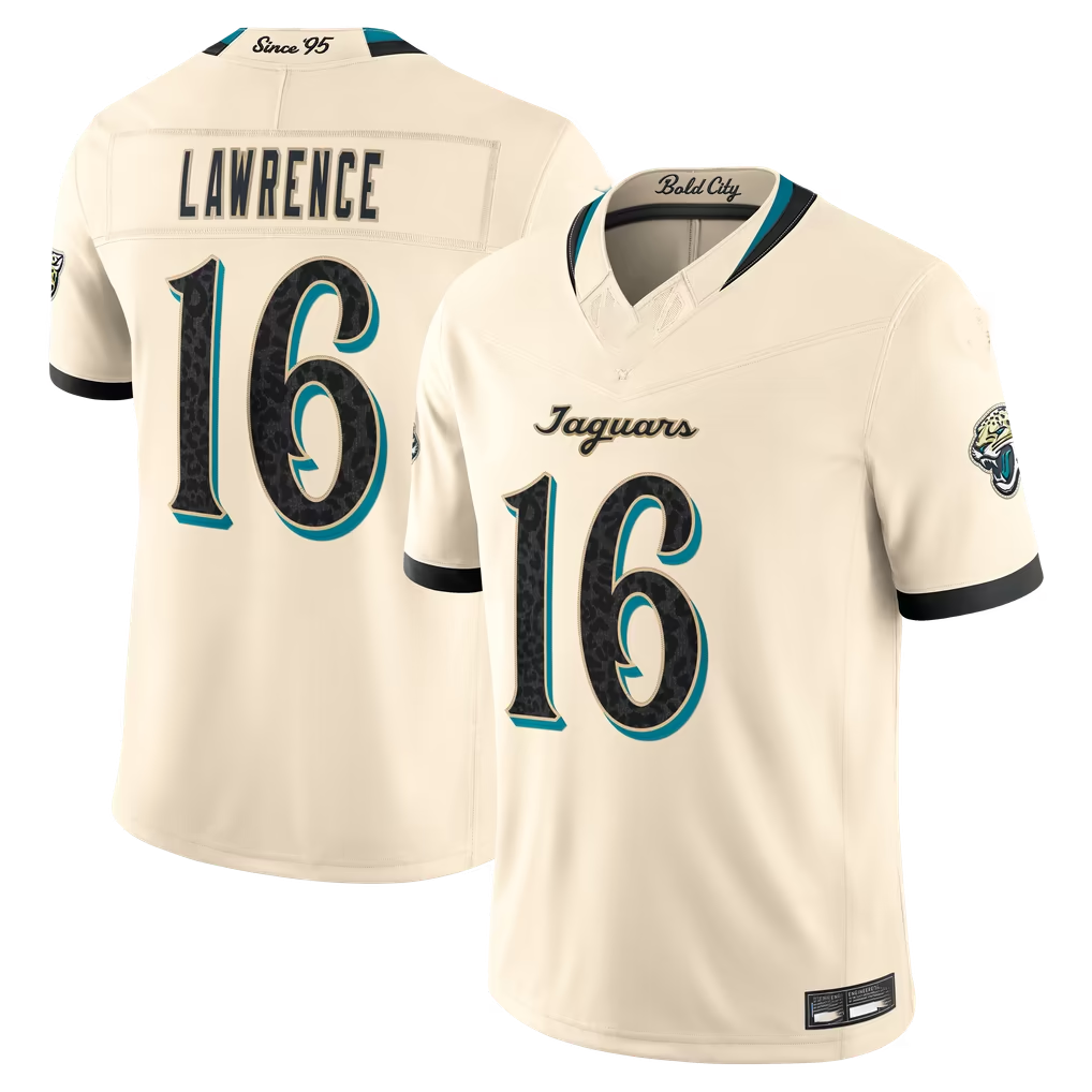 Tlead J.Jaguars #16 Trevor Lawrence Natural 2026 Rivalries Collection Game Stitched Jerseys