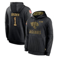 Tlead J.Jaguars #1 Montaric Brown Player Black Salute to Service Hoodies Limited Game Stitched Jerseys