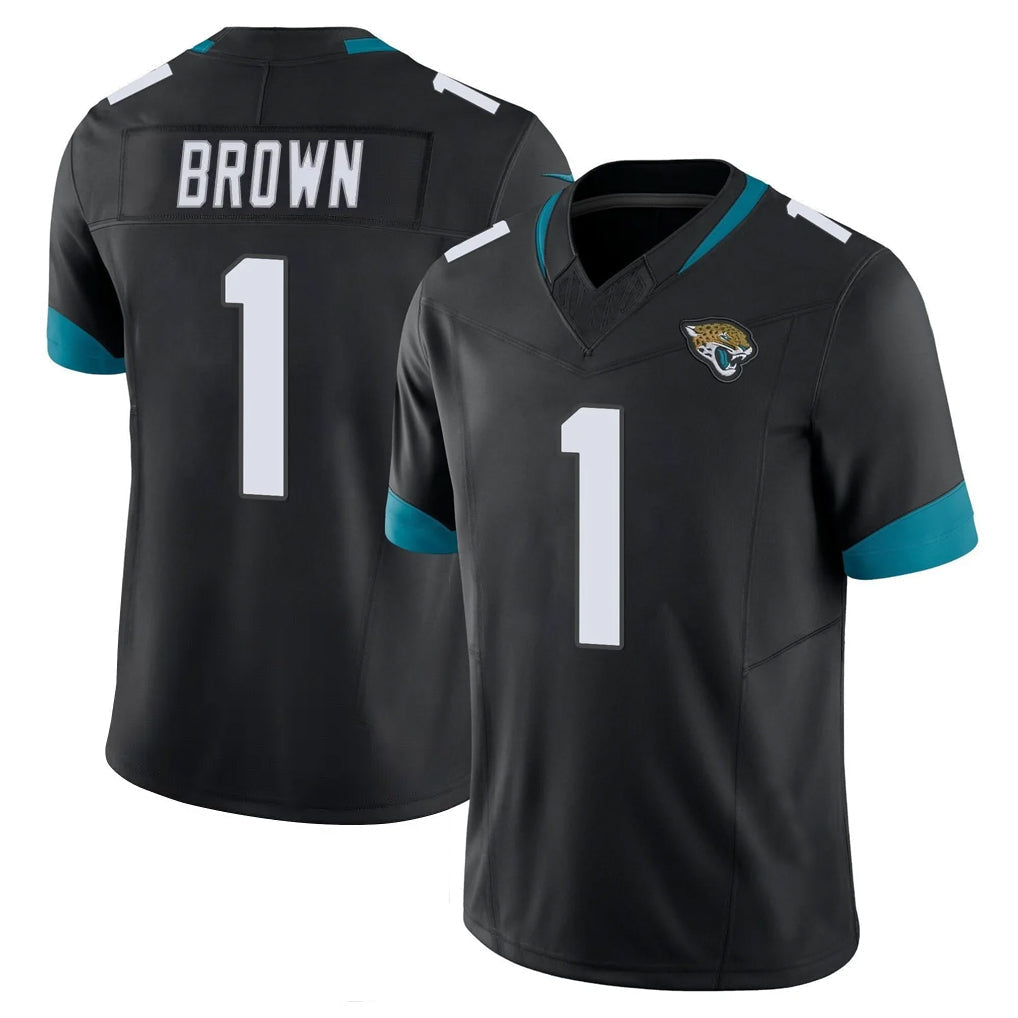Tlead J.Jaguars #1 Montaric Brown Player Black Vapor F.U.S.E. Limited Home Game Stitched Jerseys