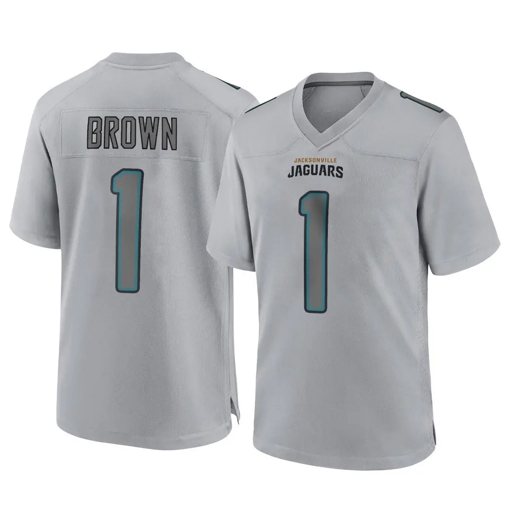 Tlead J.Jaguars #1 Montaric Brown Player Gray Atmosphere Fashion Home Game Stitched Jerseys