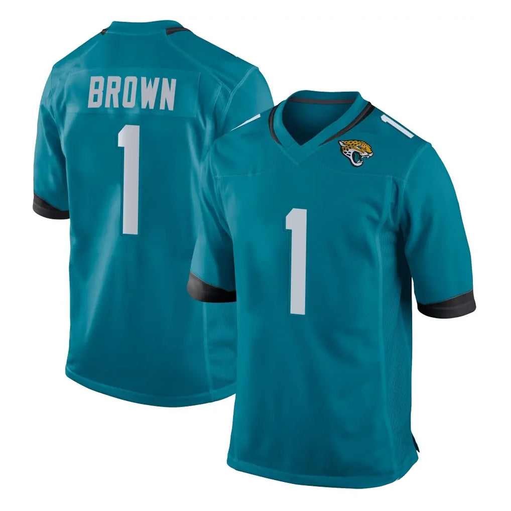 Tlead J.Jaguars #1 Montaric Brown Player Teal Home Game Stitched Jerseys