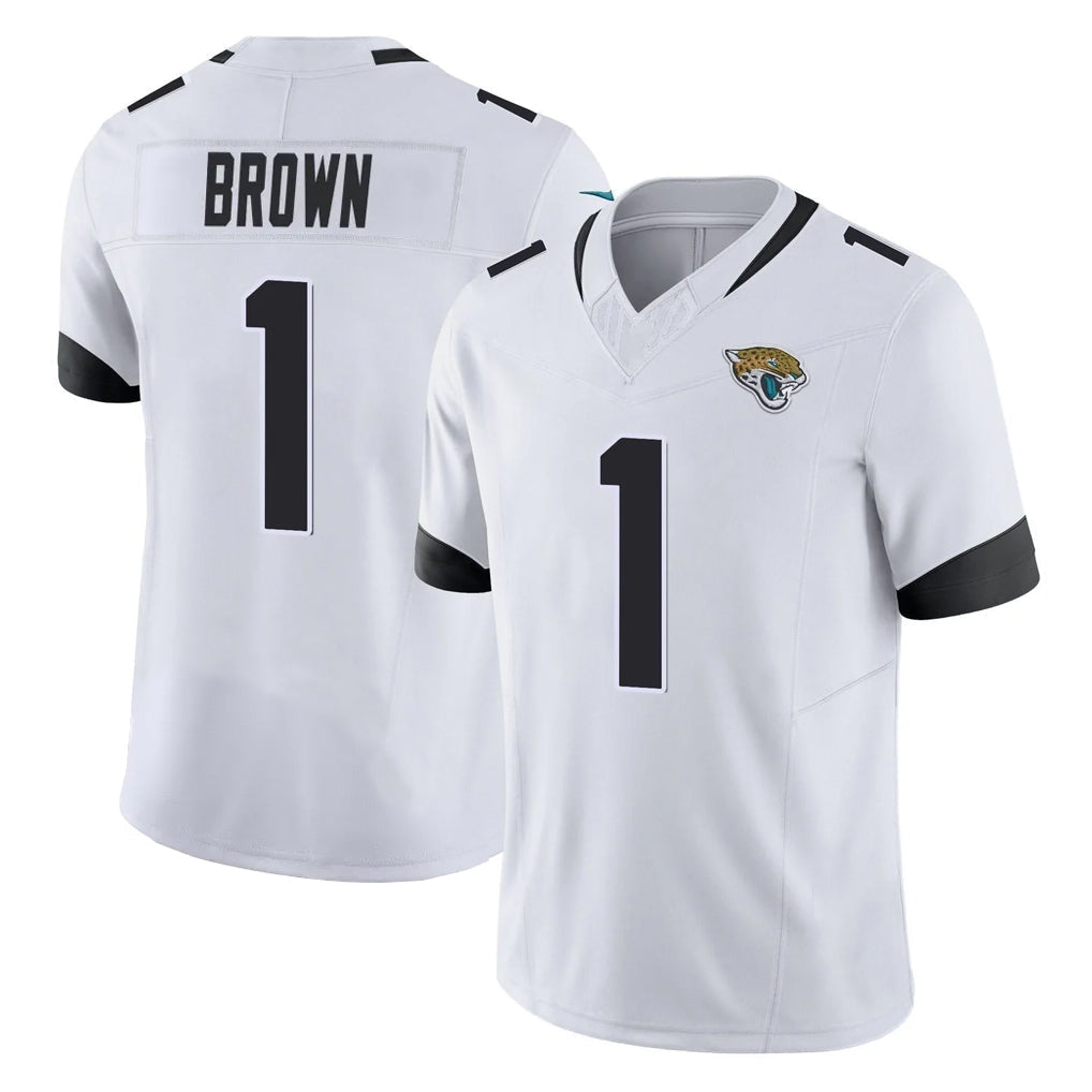 Tlead J.Jaguars #1 Montaric Brown Player White Vapor F.U.S.E. Limited Home Game Stitched Jerseys