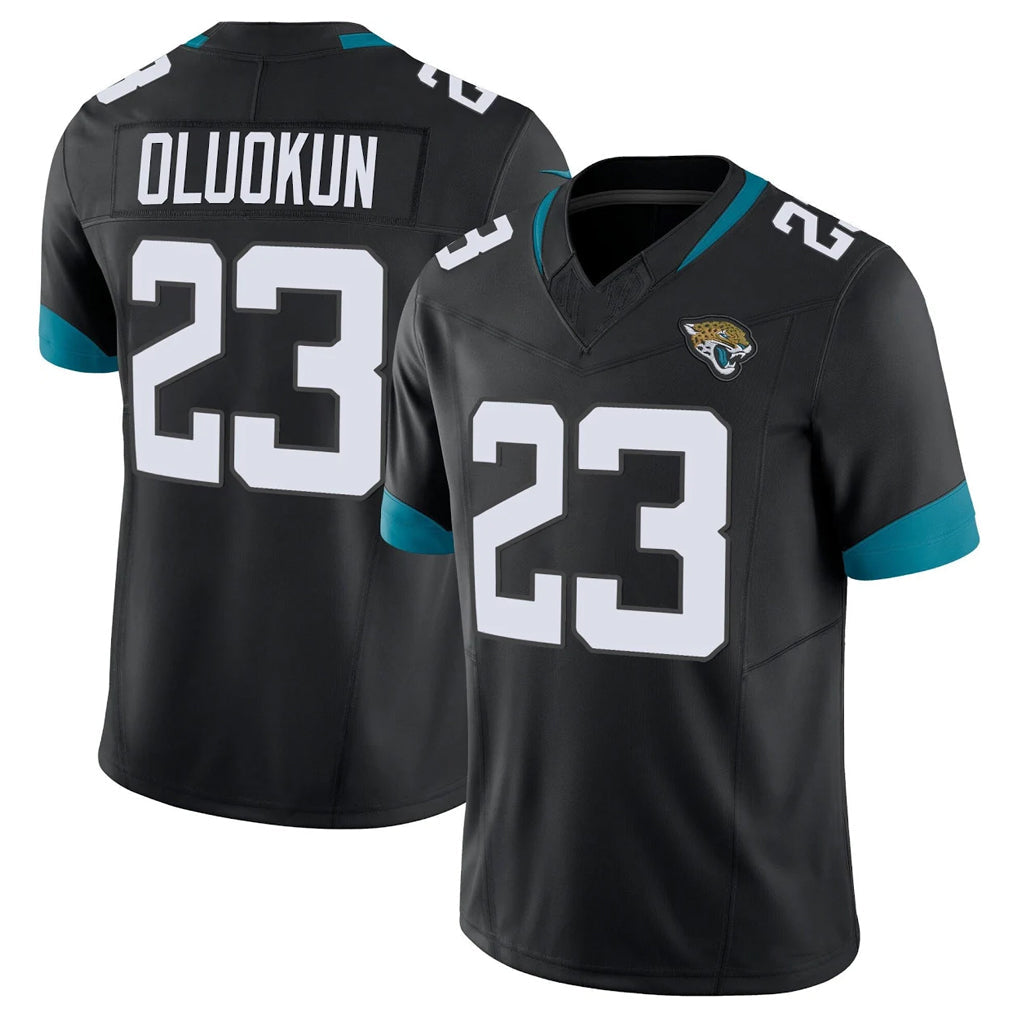 Tlead J.Jaguars #23 Foyesade Oluokun Player Black Vapor F.U.S.E. Limited Home Game Stitched Jerseys