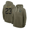 Tlead J.Jaguars #23 Foyesade Oluokun Player Olive Salute to Service Pullover Hoodies Limited Stitched Jerseys