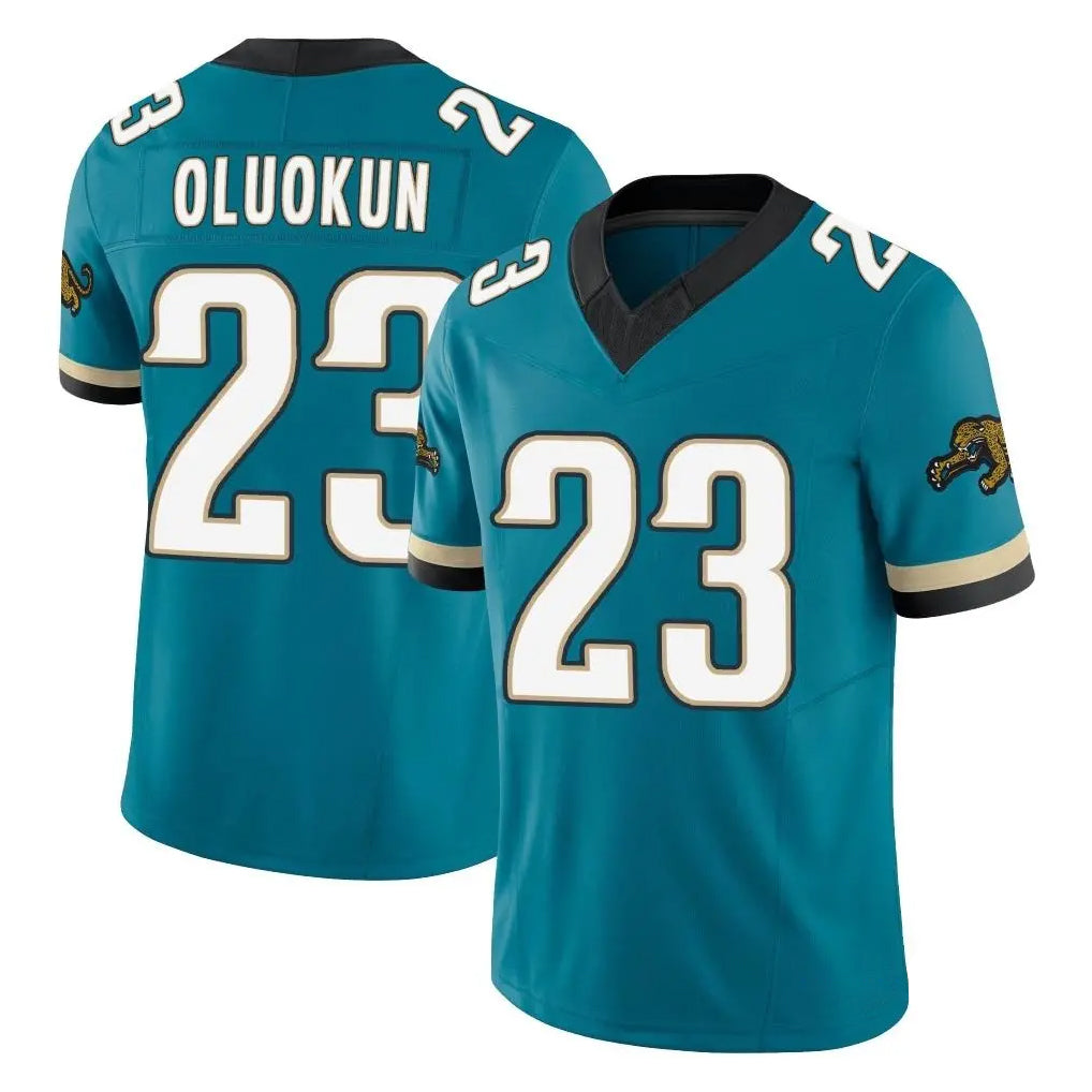 Tlead J.Jaguars #23 Foyesade Oluokun Player Teal Prowler Throwback Vapor F.U.S.E. Limited Home Game Stitched Jerseys