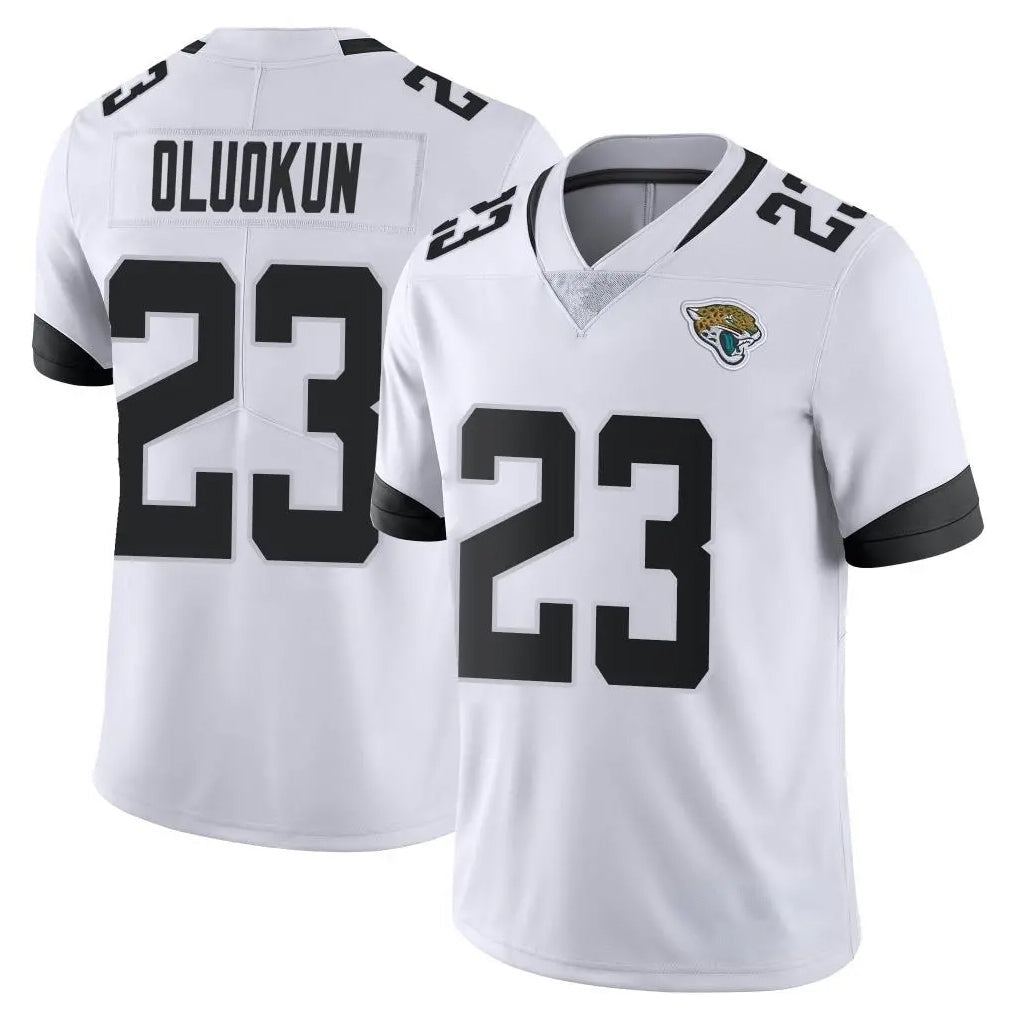 Tlead J.Jaguars #23 Foyesade Oluokun Player White Vapor Untouchable Limited Home Game Stitched Jerseys