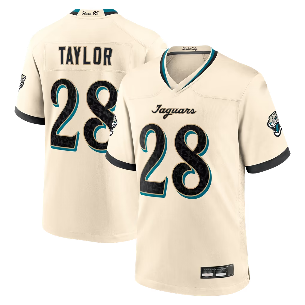 Tlead J.Jaguars #28 Fred Taylor Natural  2026 Rivalries Collection Game Stitched Jerseys