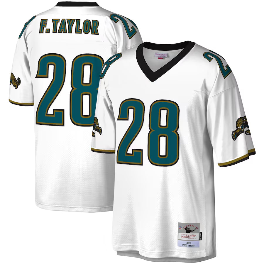 Tlead J.Jaguars #28 Fred Taylor Player Mitchell & Ness White Legacy Replica Stitched Jerseys
