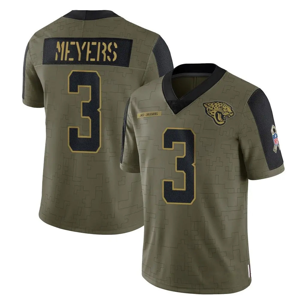 Tlead J.Jaguars #3 Jakobi Meyers Player Olive Salute To Service Limited Game Stitched Jerseys