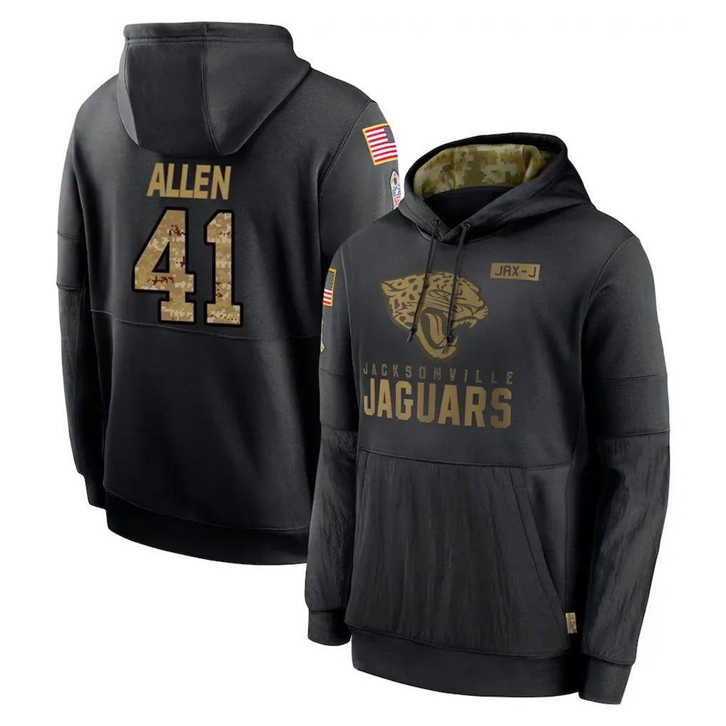 Tlead J.Jaguars #41 Josh Hines-Allen Player Black Salute to Service Hoodies Limited Game Stitched Jerseys