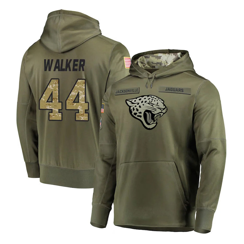 Tlead J.Jaguars #44 Travon Walker Player Olive Salute to Service Pullover Hoodies Home Game Stitched Jerseys