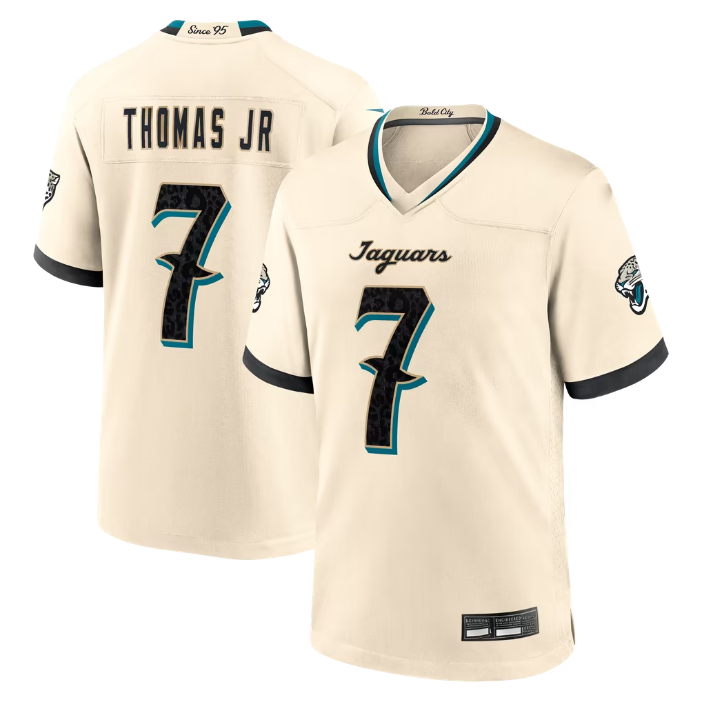 Tlead J.Jaguars #7 Brian Thomas Jr. Natural 2026 Rivalries Collection Game Stitched Jerseys