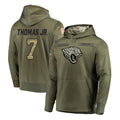 Tlead J.Jaguars #7 Brian Thomas Jr. Player Olive Salute to Service Pullover Hoodies Home Game Stitched Jerseys