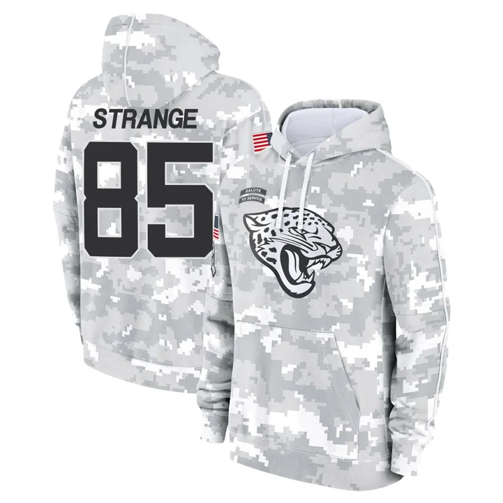 Tlead J.Jaguars #85 Brenton Strange Player Arctic Camo Salute to Service Hoodies Limited Game Stitched Jerseys