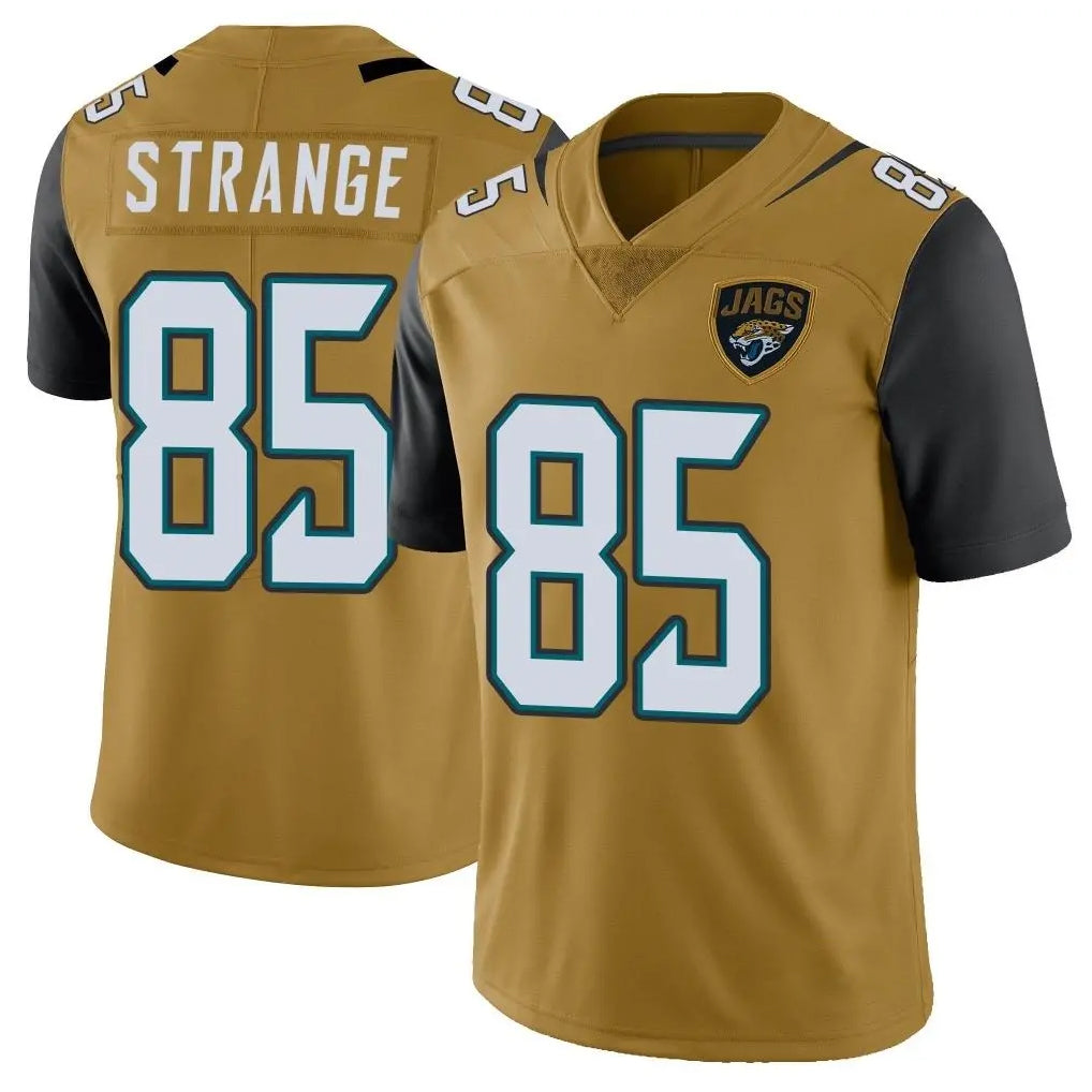 Tlead J.Jaguars #85 Brenton Strange Player Gold Vapor Limited Home Game Stitched Jerseys